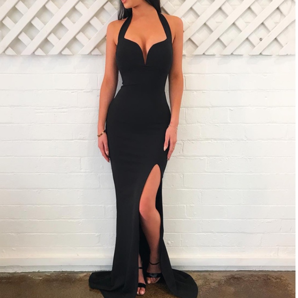 Hego Evening Bandage Bodycon Gown Maxi Dress, XS